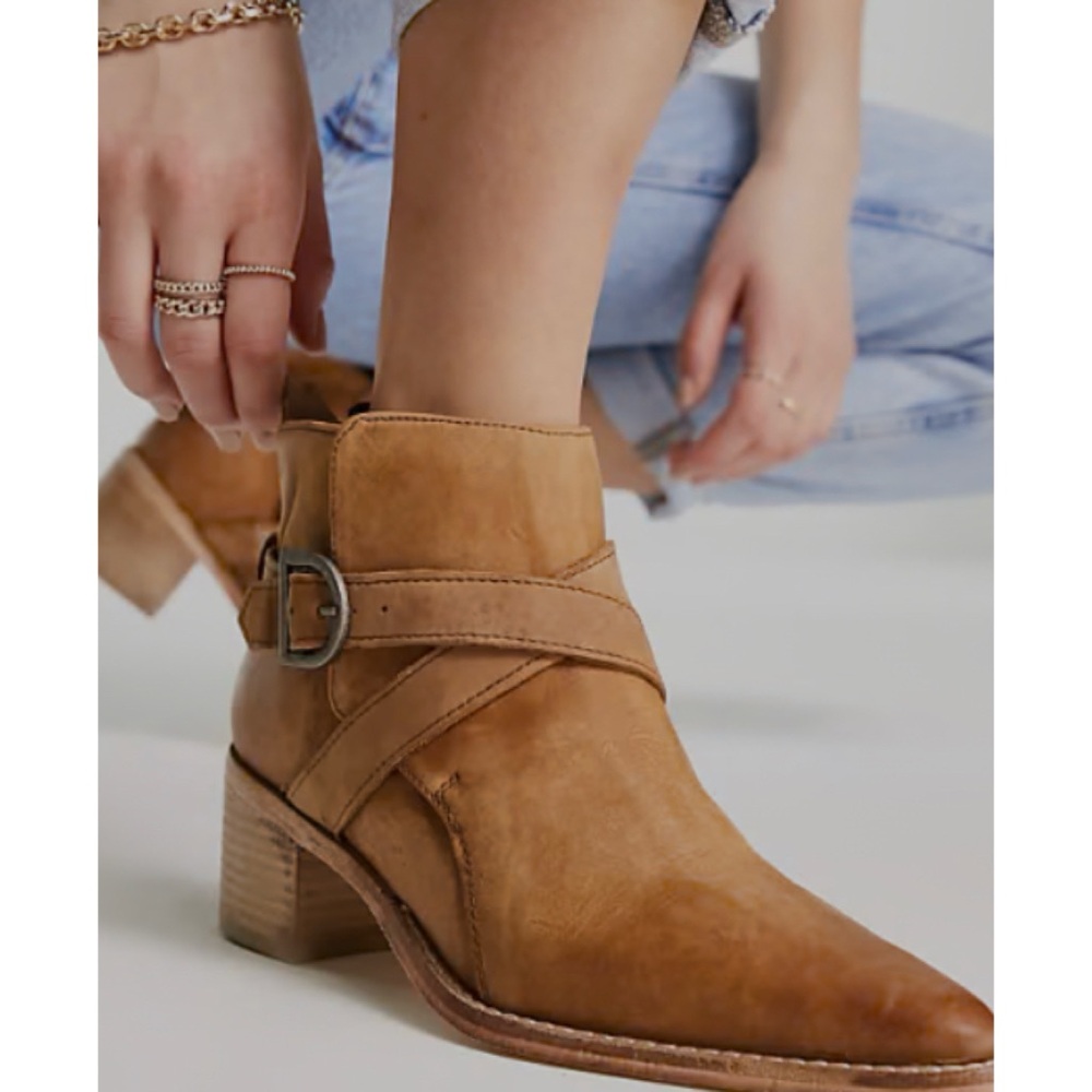 Free People Tan Leather Ankle Boots